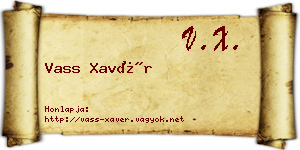 Vass Xavér névjegykártya